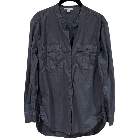 James Perse Gray Long Sleeve City Hipster Ripstop Button Up Women’s Size M - Picture 2 of 10